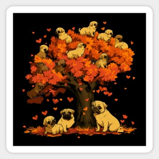 Adorable Pug Puppies & Heart Tree Tee Cute Dog Lover's T-Shirt Sticker